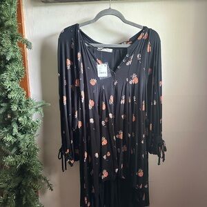 Free People Black Floral Dress